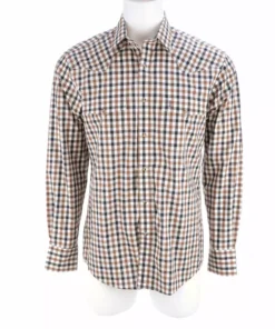 Lucchese-inc APPAREL El Paso :: White/Blue/Brown Large Check