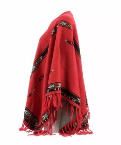 Lucchesse-inc Alpaca Fleece Poncho :: Red/Turquoise APPAREL