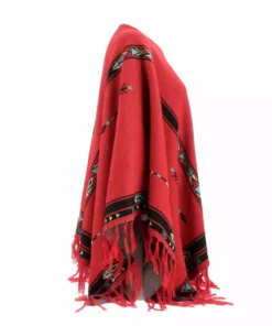Lucchesse-inc Alpaca Fleece Poncho :: Red/Turquoise APPAREL