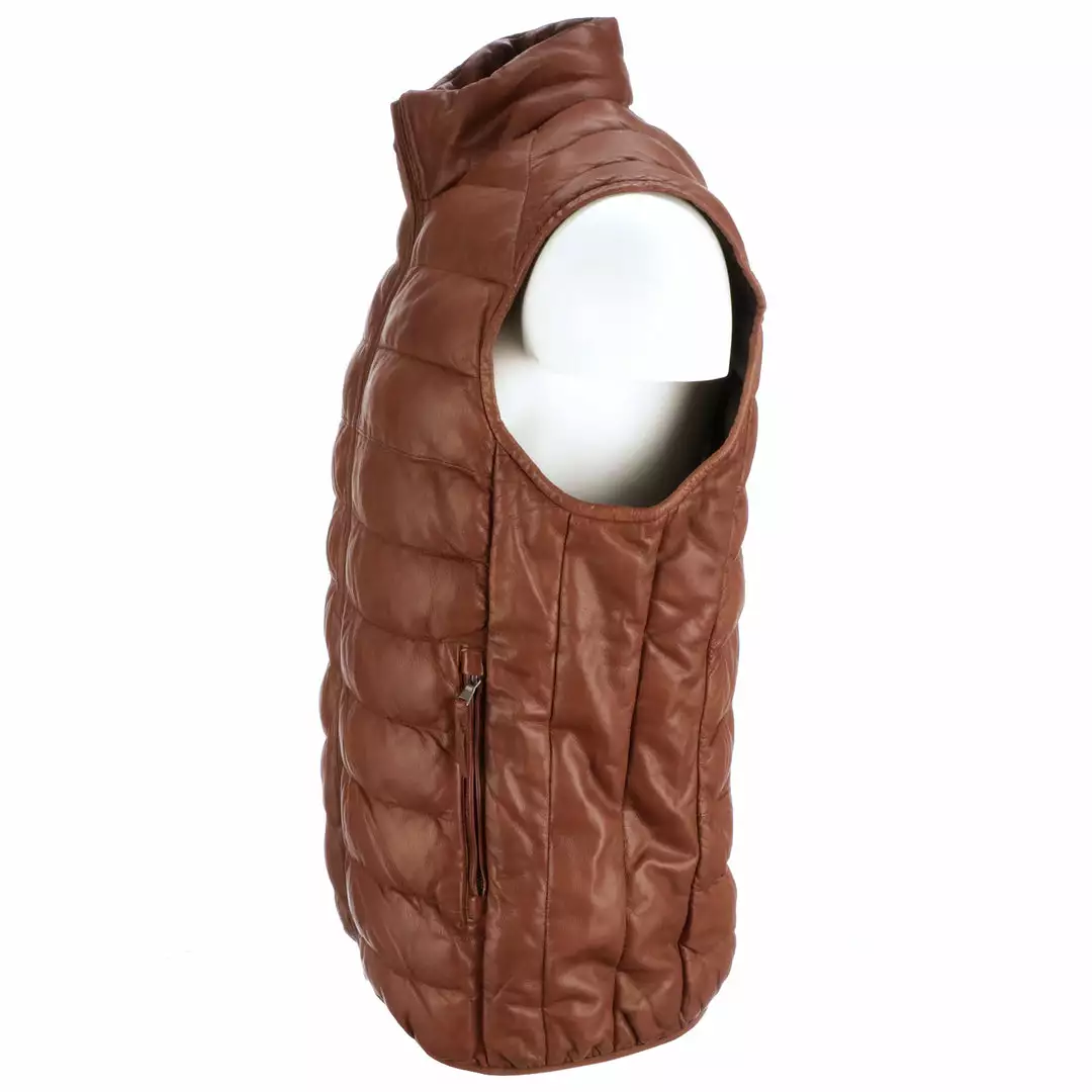 Best deal ๐ Lucchese-inc APPAREL Men's Leather Puffer Vest :: Cognac ๐ 4 Lucchese-inc APPAREL Men's Leather Puffer Vest :: Cognac