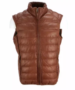 Lucchese-inc APPAREL Men's Leather Puffer Vest :: Cognac