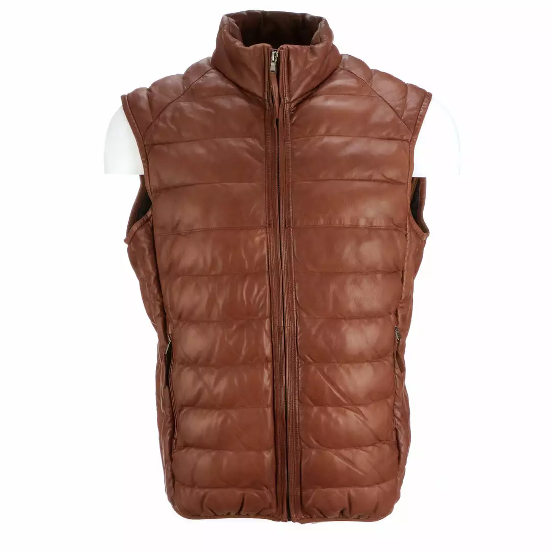 Best deal ๐ Lucchese-inc APPAREL Men's Leather Puffer Vest :: Cognac ๐ 3 Lucchese-inc APPAREL Men's Leather Puffer Vest :: Cognac