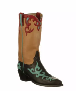 Lucchese-inc BOOTS Hollywood Rose :: Black + Antique Saddle