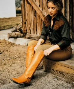 Lucchesse-inc Ladies High Top Snake Boot King Ranch Edition :: Whiskey