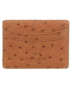 Lucchese-inc Credit Card Case – Ostrich :: Cognac Wallets