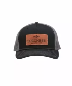 Lucchesse-inc Leather Patch Cap :: Black + Charcoal