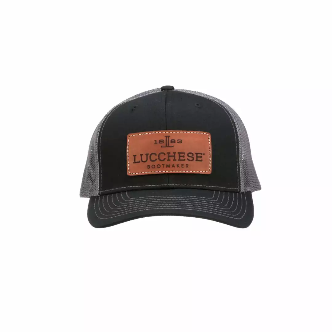 Top 10 ✔️ Lucchesse-inc Leather Patch Cap :: Black + Charcoal ❤️ 4 Lucchesse-inc Leather Patch Cap :: Black + Charcoal