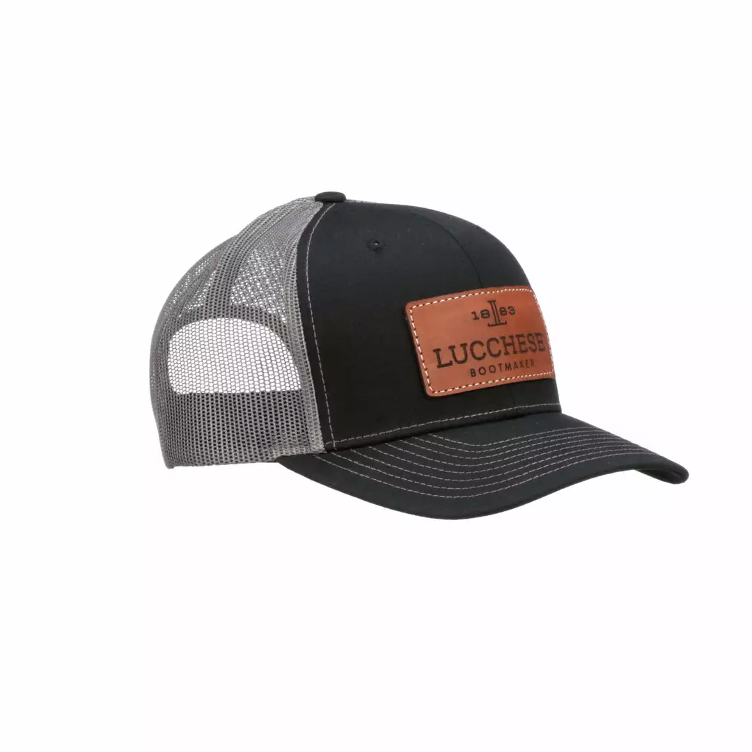 Top 10 ✔️ Lucchesse-inc Leather Patch Cap :: Black + Charcoal ❤️ 3 Lucchesse-inc Leather Patch Cap :: Black + Charcoal