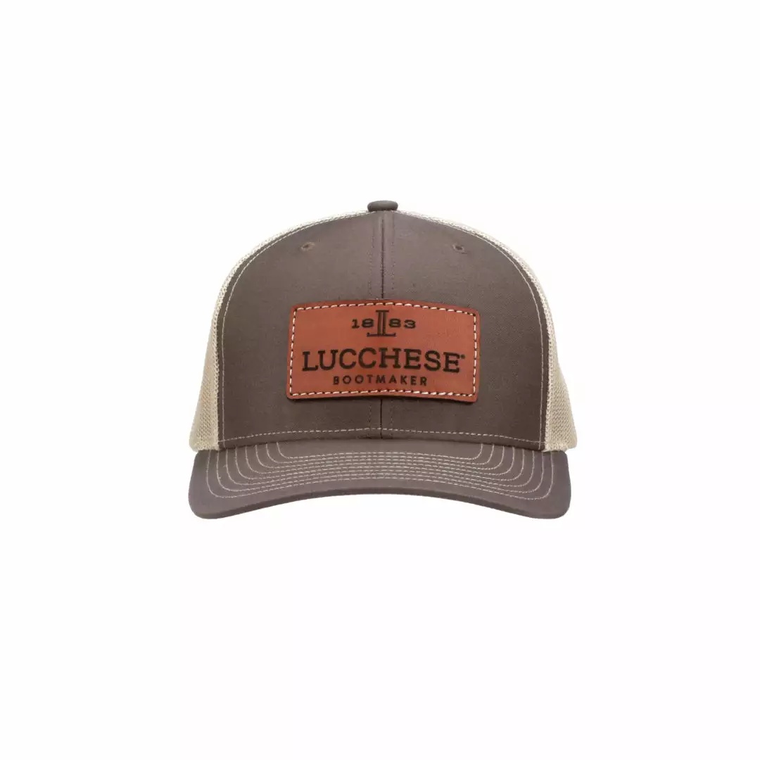 Best Pirce ๐คฉ Lucchesse-inc Leather Patch Cap :: Brown + Khaki ๐ 4 Lucchesse-inc Leather Patch Cap :: Brown + Khaki