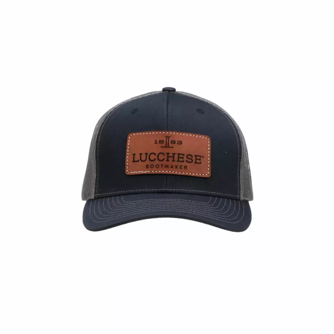 Cheap ๐ Lucchesse-inc Leather Patch Cap :: Navy + Charcoal ๐ 4 Lucchesse-inc Leather Patch Cap :: Navy + Charcoal