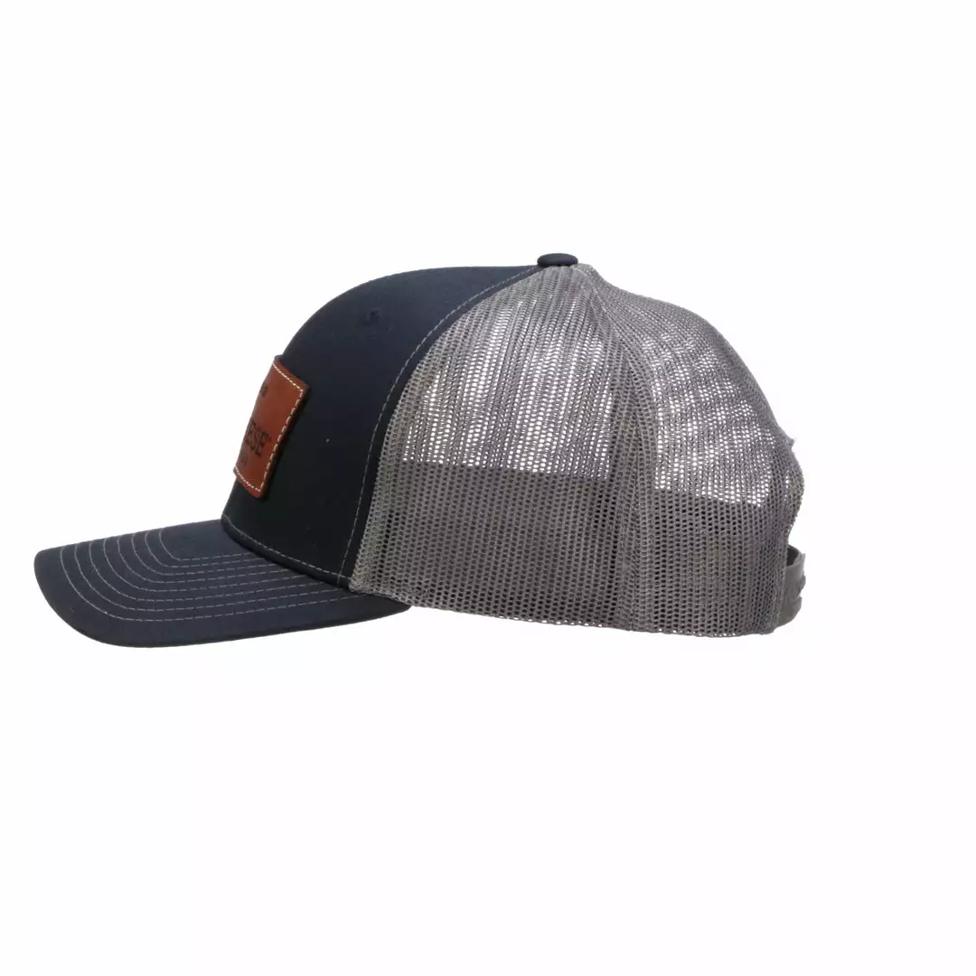 Cheap ๐ Lucchesse-inc Leather Patch Cap :: Navy + Charcoal ๐ 5 Lucchesse-inc Leather Patch Cap :: Navy + Charcoal