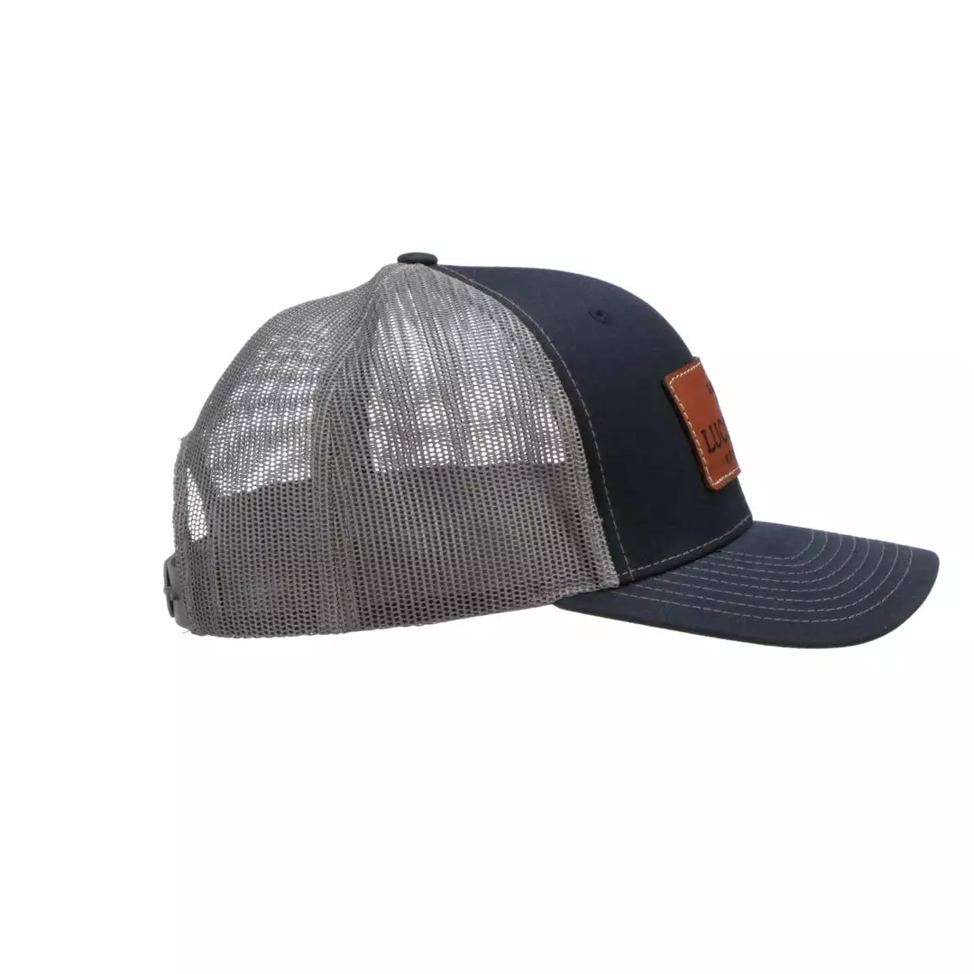 Cheap ๐ Lucchesse-inc Leather Patch Cap :: Navy + Charcoal ๐ 7 Lucchesse-inc Leather Patch Cap :: Navy + Charcoal