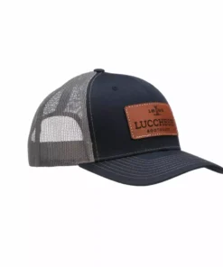 Lucchesse-inc Leather Patch Cap :: Navy + Charcoal