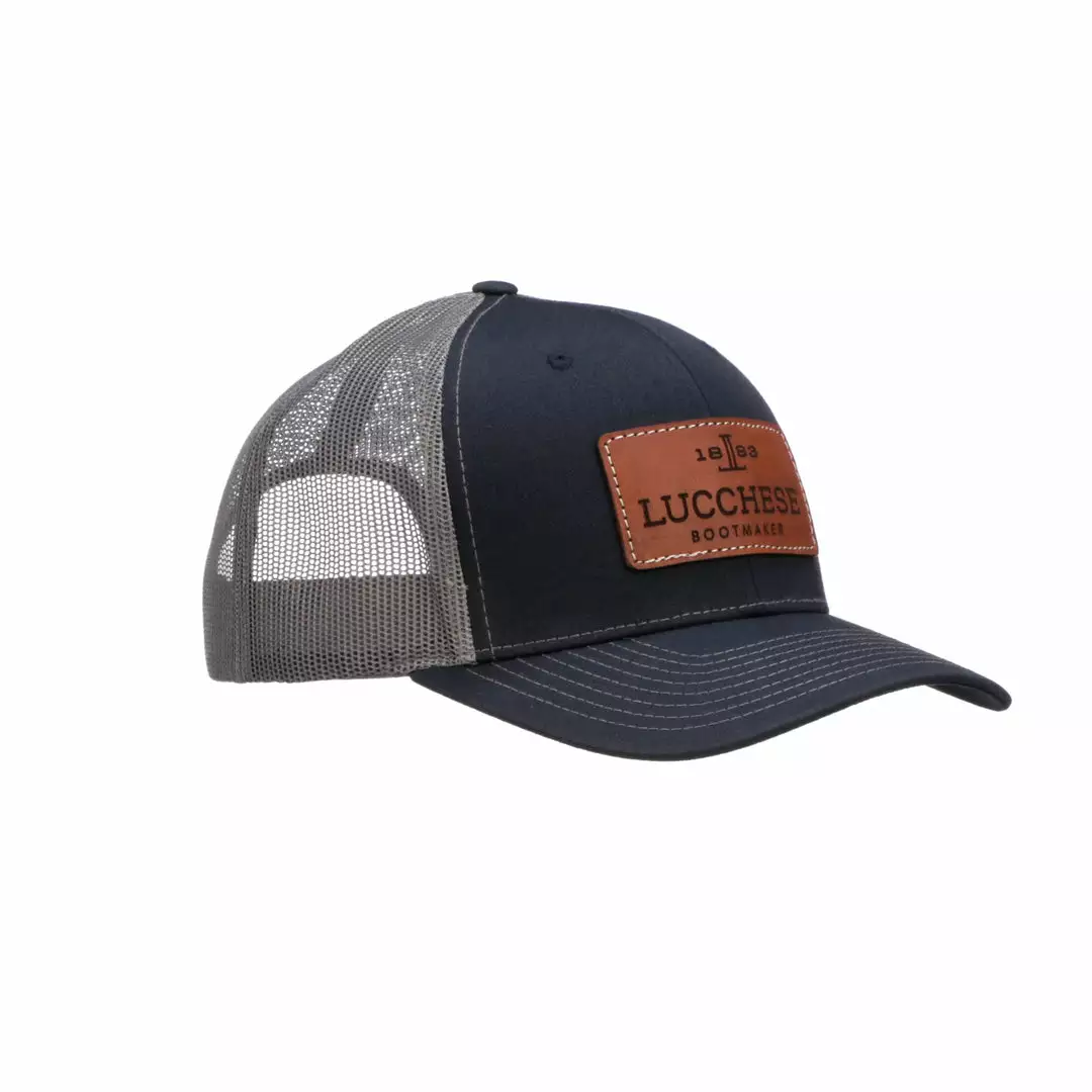Cheap ๐ Lucchesse-inc Leather Patch Cap :: Navy + Charcoal ๐ 3 Lucchesse-inc Leather Patch Cap :: Navy + Charcoal