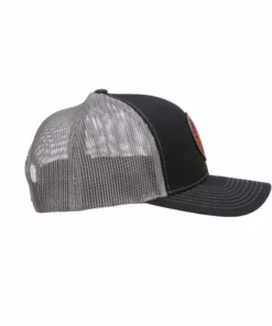 Lucchesse-inc Hats Leather Patch Cap Round :: Black + Charcoal