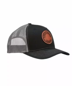 Lucchesse-inc Hats Leather Patch Cap Round :: Black + Charcoal