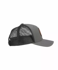 Lucchese-inc Hats Leather Patch Cap Round :: Charcoal + Black