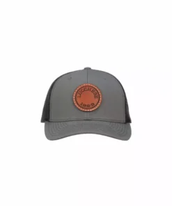 Lucchese-inc Hats Leather Patch Cap Round :: Charcoal + Black