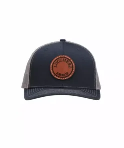 Lucchesse-inc Hats Leather Patch Cap Round :: Navy + Charcoal