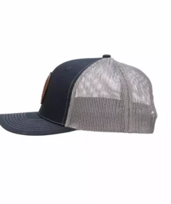 Lucchesse-inc Hats Leather Patch Cap Round :: Navy + Charcoal