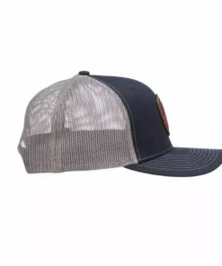 Lucchesse-inc Hats Leather Patch Cap Round :: Navy + Charcoal