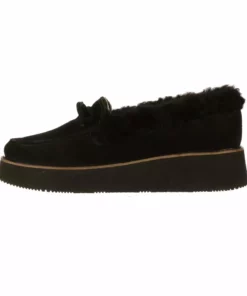 Lucchese-inc SHOES Shearling Wedge Moccasin :: Black