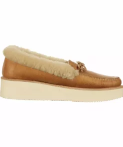 Lucchese-inc Shearling Wedge Moccasin :: Tan
