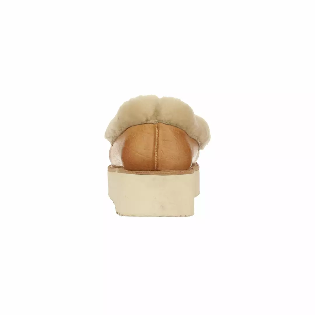 Brand new โค๏ธ Lucchese-inc Shearling Wedge Moccasin :: Tan ๐ 6 Lucchese-inc Shearling Wedge Moccasin :: Tan