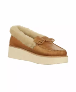 Brand new โค๏ธ Lucchese-inc Shearling Wedge Moccasin :: Tan ๐ 9 Lucchese-inc Shearling Wedge Moccasin :: Tan