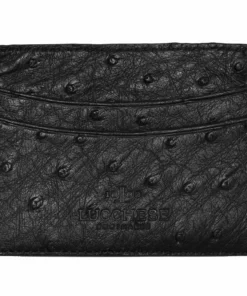 Lucchese-inc Credit Card Case – Ostrich :: Black Wallets