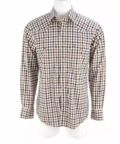 Lucchese-inc APPAREL El Paso :: White/Blue/Brown Large Check