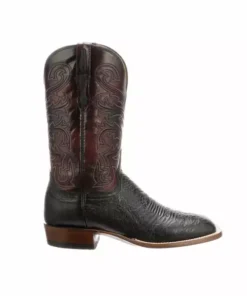 Lucchese-inc Lance :: Black + Black Cherry Boots