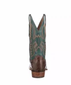 Lucchese-inc Bryan Exotic Distressed :: Barrel Brown + Teal Boots