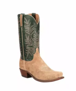 Lucchese-inc Paxson Suede :: Tan + Green Boots