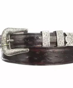 Lucchese-inc Full Quill Ostrich Tapered :: Black Cherry Belts