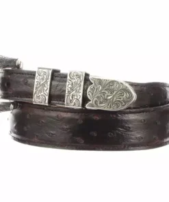 Lucchese-inc Full Quill Ostrich Tapered :: Black Cherry Belts