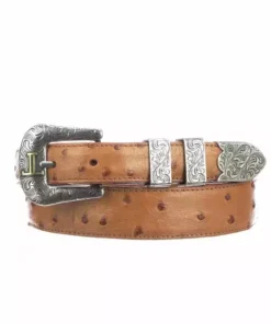Lucchese-inc Belts Full Quill Ostrich Tapered :: Cognac